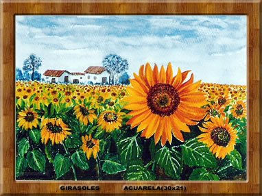 Girasoles paisaje Watercolour Paper Landscaping