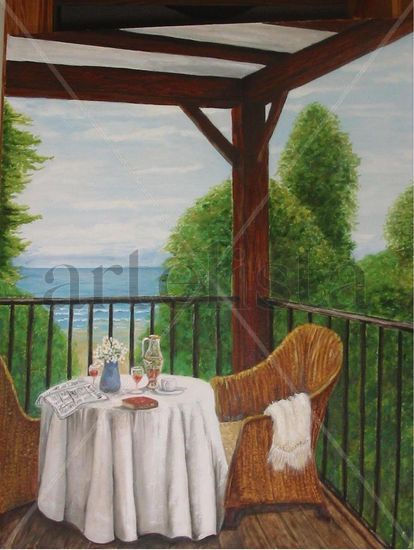 DESAYUNO EN LA TERRAZA Oil Canvas Landscaping