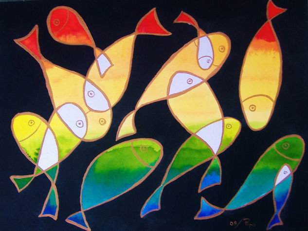 peces en colores Watercolour Paper Others