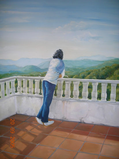 mirando paisaje sant celoni Oil Canvas