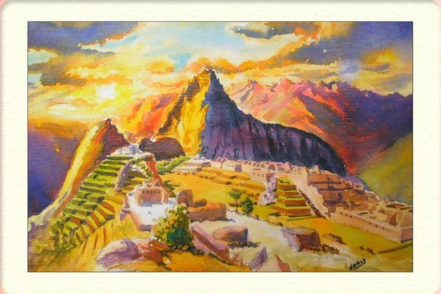 machupicchu Watercolour Canvas Landscaping