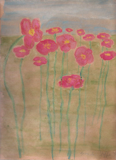 Amapolas. Watercolour Paper Floral Painting