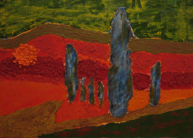 Toscana 3 Media Mixta Lienzo Paisaje