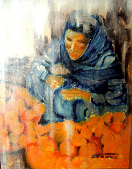 VENDEDORA DE NARANJAS Acrylic Canvas Figure Painting