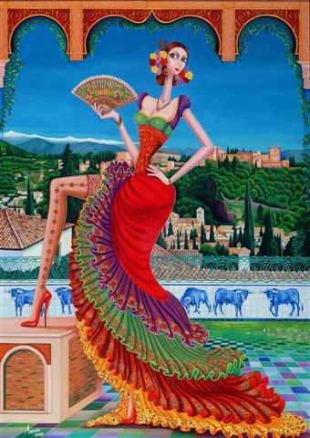 Carmen de Granada Oil Canvas Figure Painting