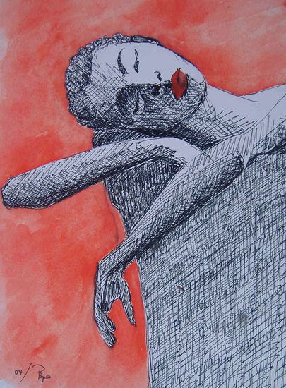 descansando Media Mixta Papel Desnudos