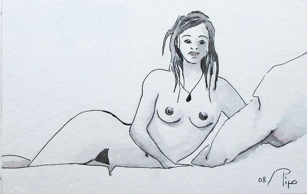 Recién despierta Ink Paper Nude Paintings