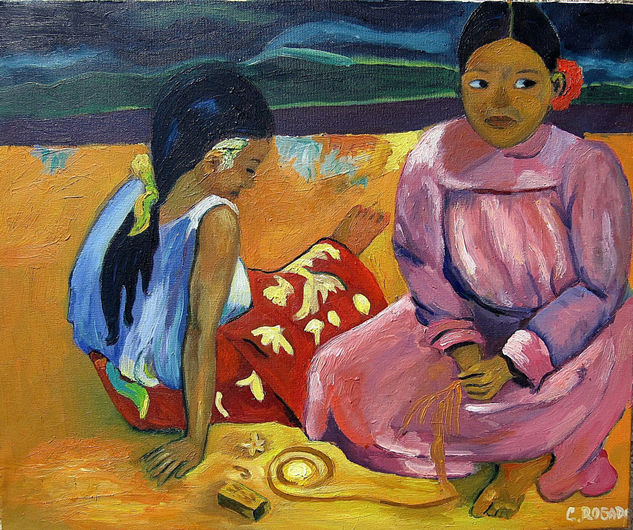 Mujeres de Tahití - Copia de Gauguin Óleo Lienzo Figura