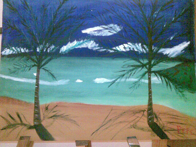 playa com almeras Oil Canvas Landscaping