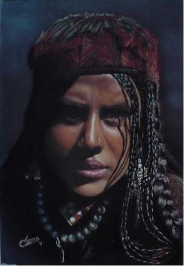 Mujer Gujar Pastel Papel Retrato