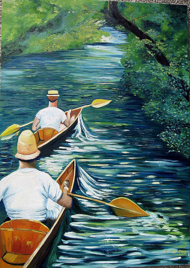 Piragüistas - Copia de Gustave Caillebote Oil Canvas Marine Painting