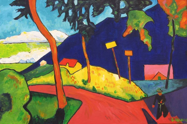 Anochecer. Copia de Gabrielle Münter Óleo Lienzo Paisaje