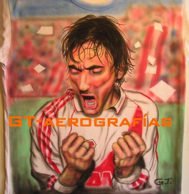 Pintura sobre camiseta Enzo Francescoli