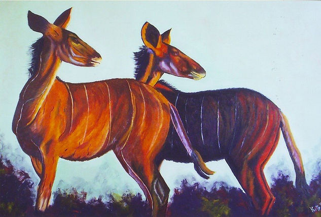 Kudues en Kenya Oil Canvas Animals