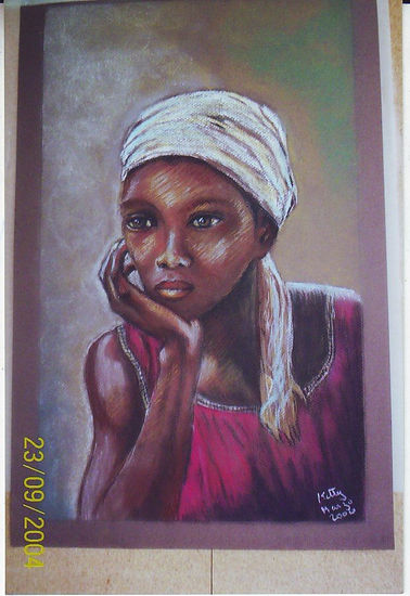 Mujer Negra de Barlovento Pastel Canvas Portrait