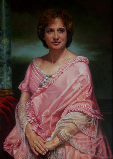 Retrato de Dña. Carmen María Lucio-Paredes Oil Canvas Portrait