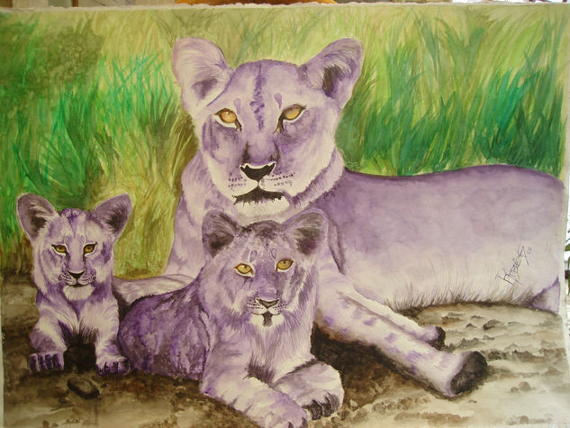 El hermoso horror en morado en claro sol Watercolour Paper Animals