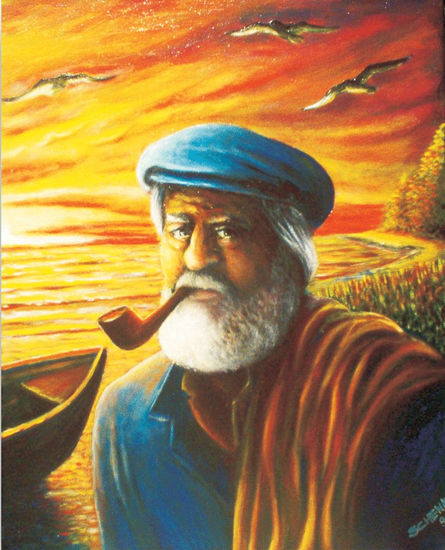 PESCADOR - oleo sobre tela - 40 x 50 Oil Canvas Landscaping