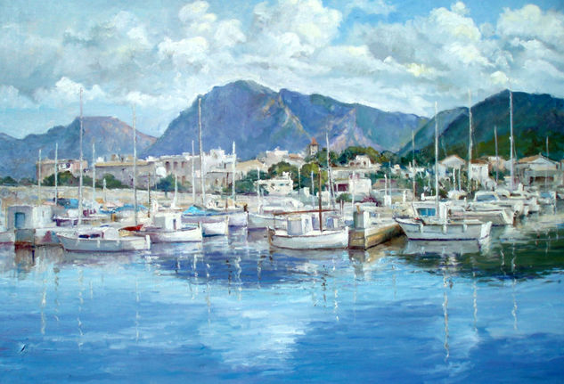 Puerto Colonia San Pedro Oil Canvas Marine Painting