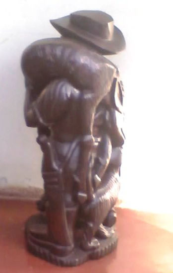 cazador venado y perro Wood Figurative