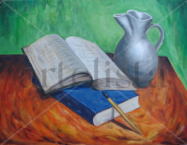 Bodegón Intelectual Oil Canvas Still Life Paintings