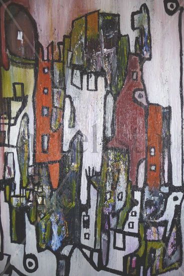 love town Mixed media Canvas Others