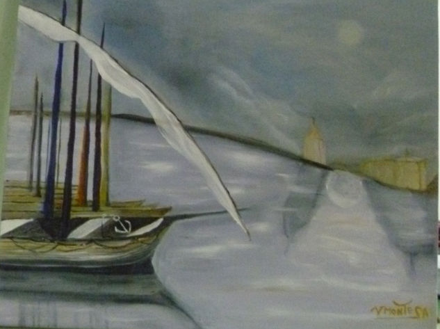 AMARRES DE BARCOS Oil Canvas Marine Painting