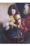 mujer con flores