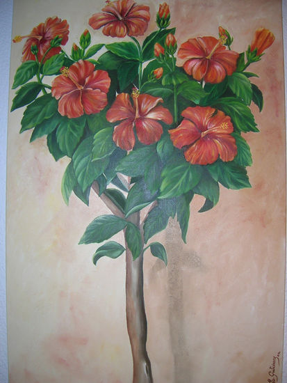 Hibiscus en Flor Óleo Lienzo