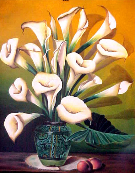 Calas Oil Panel Floral Painting