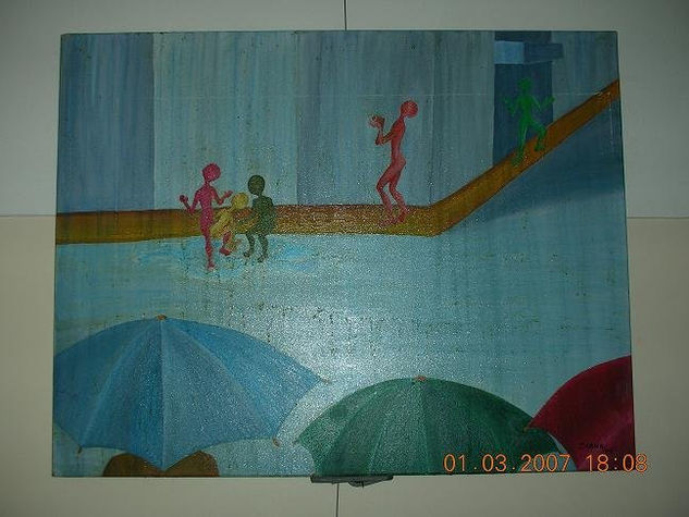 Gozar la lluvia Oil Canvas Others