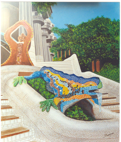 Parque Güell, (Salamandra) Oil Canvas