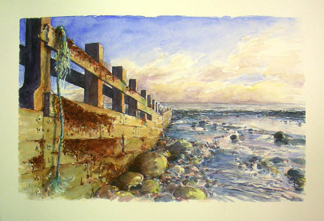 Rompeolas en Sussex Watercolour Paper Landscaping