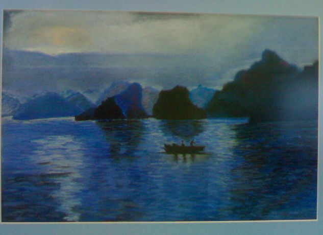 Atardecer en Asia Pastel Lienzo Paisaje