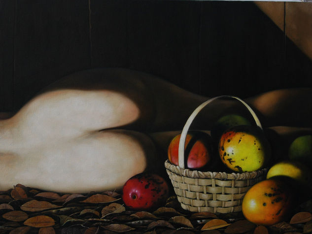 Desnudo con Cesta de Frutas Oil Canvas Nude Paintings