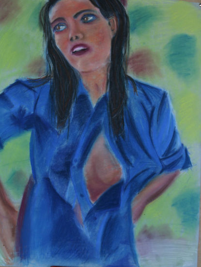 mujer Pastel Paper Figure Painting