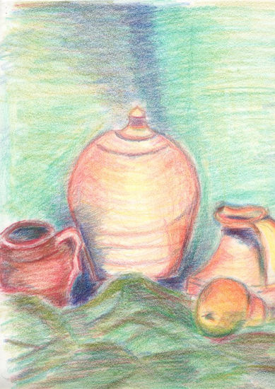 naturaleza muerta Pencil (coloured) Paper Still Life Paintings