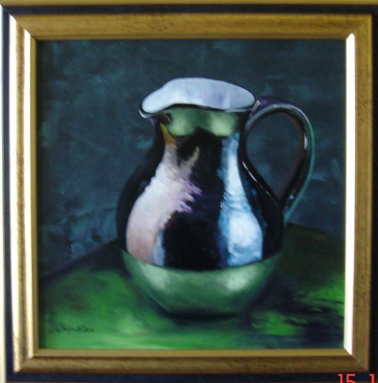 jarron verde Oil Panel Still Life Paintings