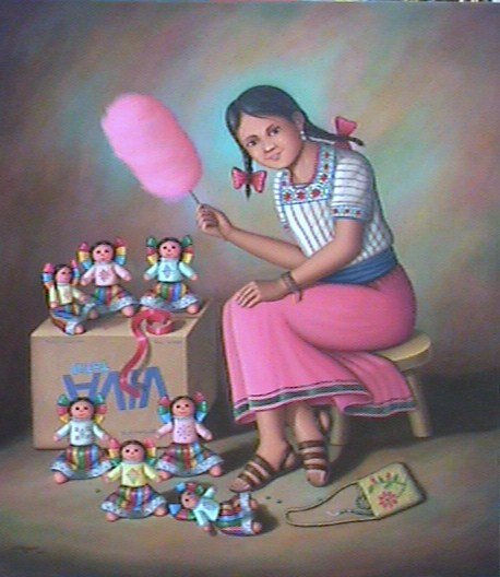 VENDEDORA DE MUÑECAS Óleo Lienzo Retrato