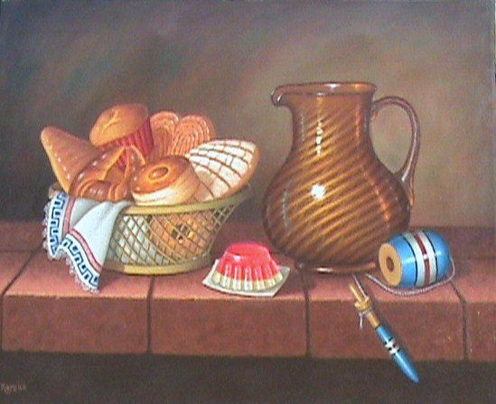 PANES DE DULCE CON ARTESANIA Oil Canvas Still Life Paintings