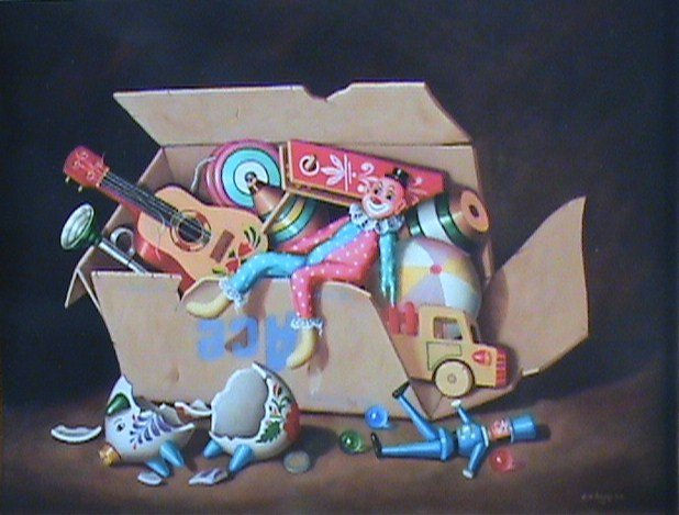 CAJa de juguetes Oil Canvas Still Life Paintings