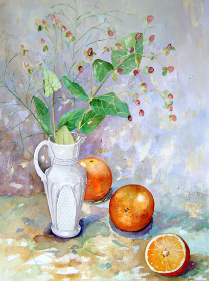 bodegón naranjas Watercolour Paper Still Life Paintings