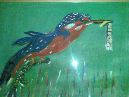 Pajaro con pescado