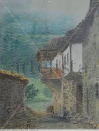 El corredor de casa. Pastel Papel Paisaje