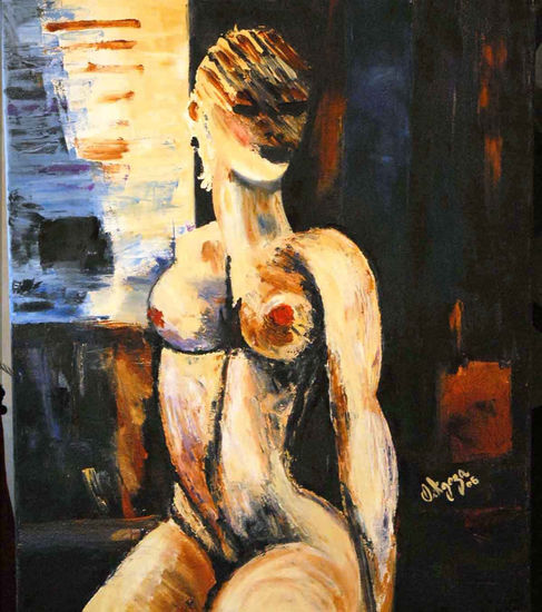 mujer desnuda sentada Oil Textile Nude Paintings