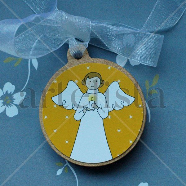Medalla de cuna Angel de la guarda (naranja)