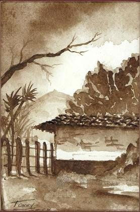 TAPIAS DE ADOBE Acuarela Papel Paisaje