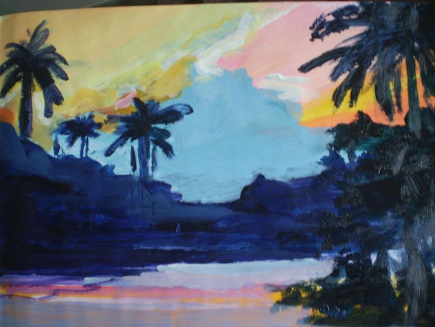 Pantanal por la tarde Oil Canvas Landscaping