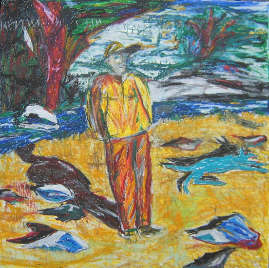 el llano en llamas Oil Panel Figure Painting