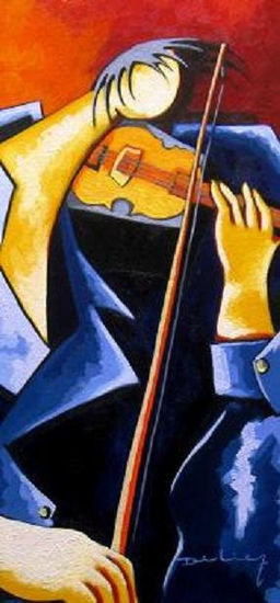 UN SOLO DE VIOLIN Acrylic Canvas Figure Painting